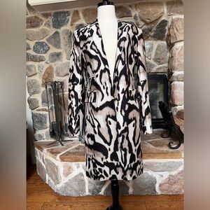 Diane Von Furstenberg Mahala Leopard Wool Silk Coat Size 2